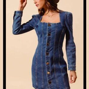 House of Harlow 1960 Women's Blue Denim Long Sleeve Dress, Size 4